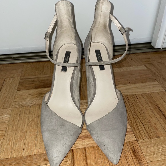 Zara Grey Suede Heels - Picture 3 of 3